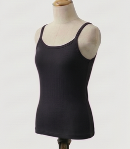 Camiseta sin mangas negra de punto para mujer, cuello redondo, color sólido, estilo minimalista, longitud regular, ropa informal - Product Image 3