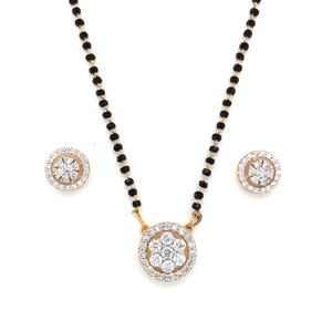 18K Gold Women Mangalsutra Necklace Earrings <b>Set</b> Traditional Indian <b>Wedding</b> Black Beads Jewelry <b>Gift</b> - Product Image 1