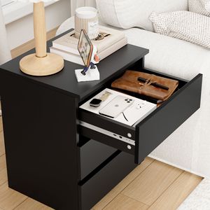 Comodino in Legno a 3 Cassetti, Tavolino da Divano, Mobiletto Contenitore per Soggiorno, Finitura Nera - Product Image 4