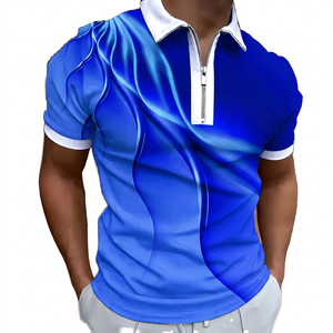 Polo Casual de Manga Corta para Hombre con Cierre, Diseño Degradado con Estampado Digital, Tejido de Punto Transpirable - Product Image 6