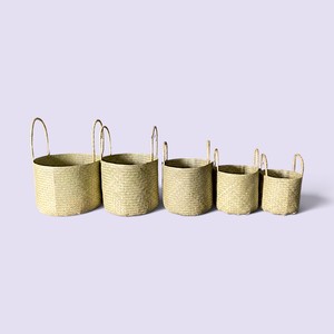 Woven Straw Mixed Belly <b>Basket</b> for Storage Plant Pot <b>Laundry</b> and Grocery <b>Basket</b> with Handle Wholesale Export from Vietnam - Product Image 4