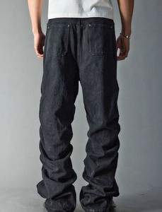 Vaqueros rectos de cintura media apilados de mezclilla personalizados para hombre, estilo japonés, lavado a la piedra y con láser, streetwear con bordado, venta al por mayor - Product Image 2