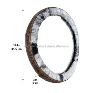 Nuevos accesorios populares para el interior del coche, decoración y cubierta de protección para volante de cuero mecanizado a mano, pieles de vaca genuinas - Product Image 2
