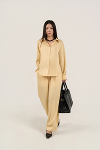 Pantalon de maternité décontracté d'été pour femme, coupe ample, jambe large, taille élastique, en mélange de soie, anti-plis, couleur unie, de luxe - Product Image 6