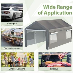 Tenda a baldacchino in acciaio resistente 10x20 con finestre ventilate avvolgibili, garage grigio con pareti laterali rimovibili e porte - Product Image 6