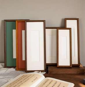 Photobooth <b>Frame</b> for Photo Strip Prints: Elongated Solid <b>Wood</b> <b>Picture</b> <b>Frame</b> with Coloured Mount, Ready to Hang for photoautomat - Product Image 1