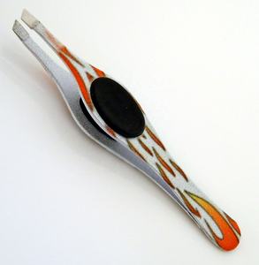 Pince à épiler en acier inoxydable à pointe inclinée avec poignée antidérapante, logo personnalisé professionnel OEM - Product Image 4