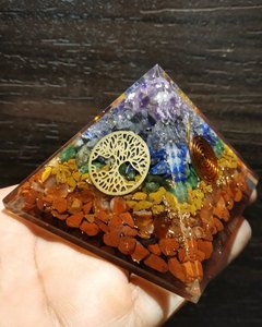 Rainbow Gemstone Orgone Pyramid <b>Crystal</b> Stone <b>Figurine</b> Carved Triangle Ornament for Home Decor Gift - Product Image 3