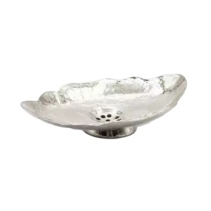 Antique Style Silver Metal Oval Shape <b>Soap</b> Dish Freestanding Footed Bathroom Accessory Decorative <b>Soap</b> <b>Holder</b> Affordable Price - Product Image 1
