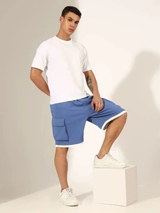 Pantalones Cortos Cargo Azules Casuales para Hombre, Cintura Media, con Cordón, de Algodón, Estilo Bermuda, con Bolsillos, Transpirables - Product Image 4