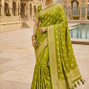 Saree Tradicional de Viscosa Sona Viraasat para Mujer, para Bodas de Invierno, Fiestas y Diwali, Sin Arrugas y Absorbente de Humedad - Product Image 1