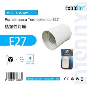 Portalampada Termoplastico ExtraStar E27 250V Bianco per Ventilatore da Soffitto - Product Image 1