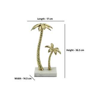 Escultura de Palmera Dorada de 36.5cm de Alto x 14.5cm de Ancho x 17cm de Largo, Hecha a Mano en Aluminio, Decoración Costera Moderna y Ecológica para Mesa de Salón - Product Image 2
