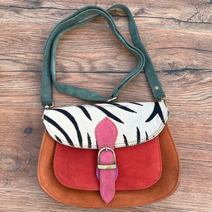 Bolso de mano de cuero de gamuza reciclada con estampado de animales para mujer, bolso de hombro de varios usos con estilo, novedad - Product Image 4