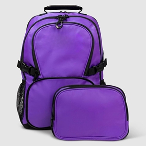 Mochila de Animadoras Personalizada Morada con Ribete Negro, Múltiples Bolsillos, Correa con Hebilla, Bolsa para Equipo, Logotipo Personalizado, OEM - Product Image 1