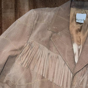 Chaqueta de cuero de gamuza con flecos para hombre y mujer, acabado suave de primera calidad, estilo occidental, venta al por mayor OEM - Product Image 3