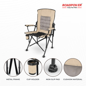 ROADPOWER (RP-CHR-90) Portable <b>Padded</b> Camping <b>Chair</b> Premium Comfort With Cup Holder & Armrests, Ideal For Camping, And Fishing - Product Image 3