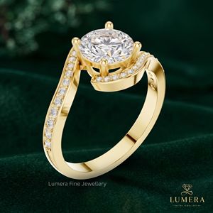 Anillo de Diamantes Único Soli Gold Bypass para Mujer, Anillo de Compromiso con Diseño en Espiral, Diamante Cultivado en Laboratorio de Corte Redondo de Alta Calidad, Joyería Fina - Product Image 3