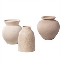 Vases en céramique texturée faits à la main de couleur beige mat, pots décoratifs rustiques pour la décoration de la maison, table, salon