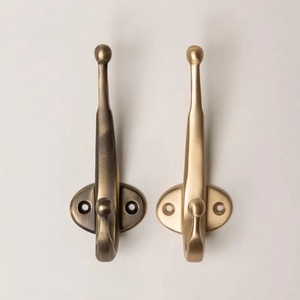 Vintage Brass Wall <b>Hook</b> Single <b>Coat</b> Hanger Rust Resistant Metal <b>Hook</b> for Clothing Home <b>Decor</b> Drill Installation Office School - Product Image 1
