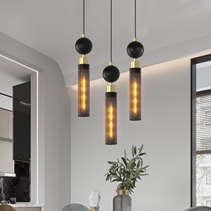 Lampadario Moderno Regolabile in Ferro Battuto Nero, Illuminazione Sospesa per Isola Cucina, Elegante Lampada a Sospensione - Product Image 1