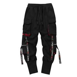 Pantalon cargo techwear streetwear pour homme, multi-poches, joggers tactiques, hip hop, rubans, sangles, pantalon harem, noir, vêtements urbains - Product Image 3