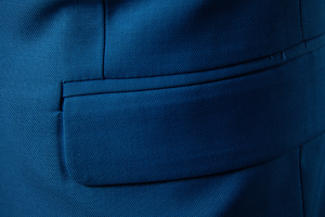 Men's Blue British Style Business <b>Suit</b> Single Breasted Notched Collar Anti-Wrinkle Wool Polyester Blend Formal Wear - Product Image 5