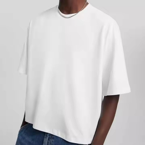 เสื้อยืดโอเวอร์ไซส์ทรงบ็อกซี่สำหรับผู้ชาย ผ้าฝ้าย 100% ระบายอากาศได้ดี เป็นมิตรกับสิ่งแวดล้อม ทรงไหล่ตก คอกลม น้ำหนักผ้า 300 กรัม สีพื้น - Product Image 1