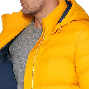Men's Hooded Polyester Puffer Jacket 100% Nylon Insulated <b>Waterproof</b> Windproof <b>Warm</b> Outerwear Front Custom Bulk Collection - Product Image 5