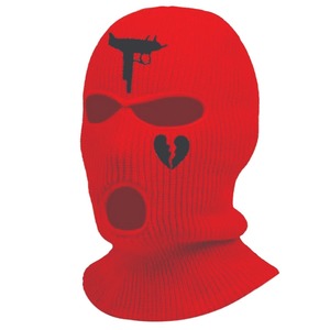 Pasamontañas de punto con estampado de pistola y corazón roto, unisex, para adultos, informal, 56-58 cm, impresión por transferencia de calor - Product Image 2