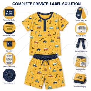 Foxcotton Club Men Printed T-Shirt Shorts Set 100% Cotton Cartoon <b>Animal</b> <b>Pattern</b> Summer Casual Wear Light Blue Full-Body Digital - Product Image 6