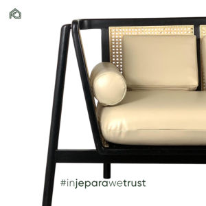 Ensemble de canapés modulaires modernes 3 places en rotin et cannage avec structure en bois pour salon et hôtel - Dora - Product Image 3