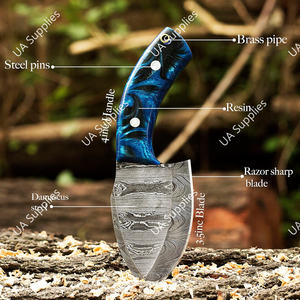 Cuchillos de caza y camping de acero de Damasco rectos OEM/ODM personalizables al por mayor, con mango de resina, en grandes cantidades al mejor precio - Product Image 5