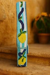 Sac à bandoulière perlé, Sac citron, Sac Côte Amalfi, Sac à main thème italien, Sac d'été, Sacs imprimés citron, Sac artisanal perlé - Product Image 1