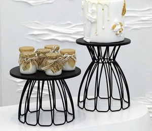 Round Metal decorative <b>Cake</b> <b>Stand</b> White and Black Wire Base Reusable Serving Tray for <b>Cakes</b> Cupcakes Decorative Display Dish - Product Image 6