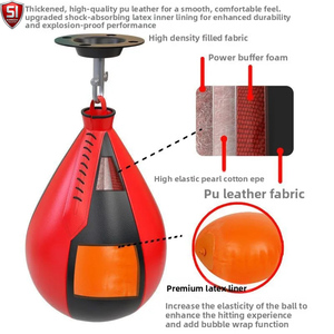 Speed Ball PU Leather <b>Boxing</b> Reflex <b>Bag</b> Black Orange Hanging <b>Punching</b> <b>Bag</b> for Training Practice - Product Image 2