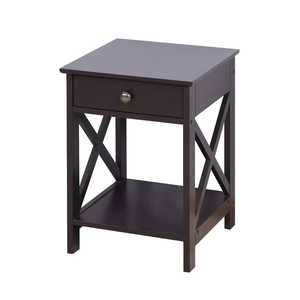 Rustic Wooden Side <b>Table</b> with Metal Frame Two Drawer Storage Modern Living Room Furniture with Vase Books and Cozy <b>Sofa</b> Setup - Product Image 5