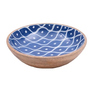 Large 12\" Wooden Enamel Paint Serving Salad Bowl <b>Set</b> Server Spoons White Kitchen Bowl Utensils for Table Decor Gift Stocked - Product Image 2