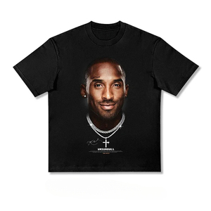 T-shirt graphique unisexe vintage avec portrait de légende du basketball, col rond surdimensionné, manches courtes, noir - Product Image 3