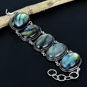 Handmade 925 Silver Adjustable <b>Bracelet</b> with Labrodite Gemstone Party Gift Jewelry for Women - Product Image 1