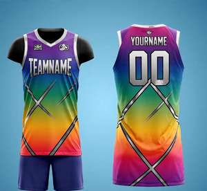 Conjuntos de uniformes de baloncesto profesionales personalizados para hombre, camiseta y pantalones cortos transpirables con estampado por sublimación completa para adultos - Product Image 2