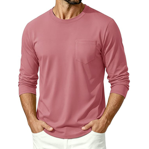 Chemises à manches longues unies OEM en gros, chemises décontractées à manches longues, t-shirts à manches longues personnalisés pour hommes - Product Image 5