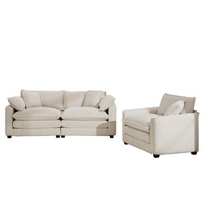 Modern Two-Piece Living Room <b>Sofa</b> <b>Set</b> Single and 2-Seater for <b>Small</b> Spaces Light and Stylish - Product Image 5