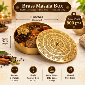 Handcrafted Indian Brass Masala Box Multiple <b>Inserts</b> | Elegant Spice Storage Dabba for Home Use Restaurants and Export Markets - Product Image 5