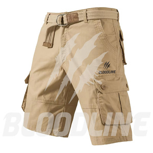 Bermuda Cargo Homme BLOODLINE Taille Mi-Haute en PU Motif Camouflage Ceinture Élastique Style Décontracté avec Poches 220g - Product Image 2