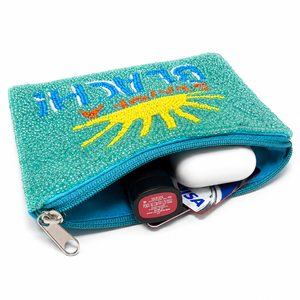 Porte-monnaie de luxe fait main en perles de verre Sun of a Beach, portefeuille amusant à fermeture éclair, cadeau d'été, OEM ODM, vente en gros pour femmes, mini - Product Image 2