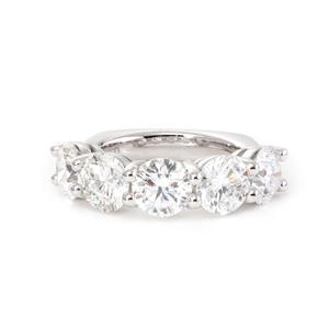 Factory 5mm Round Cut Lab Grown Diamond 14K Solid White Gold Ring Luxury 5-<b>Stone</b> Anniversary Band with European Shank prevent - Product Image 5