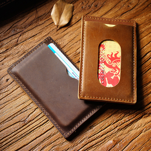 Cartera Minimalista de Cuero PU, Delgada, para Tarjetas, Menos de 2 Pulgadas, Sin Cierre, Marrón, de Viaje, Personalizable, Moderna, para Tarjetas de Crédito - Product Image 6