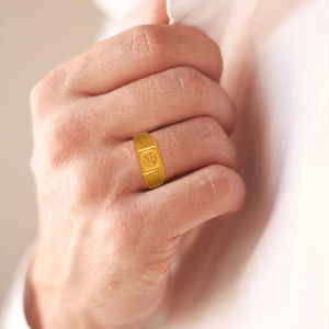 Regal Crest <b>Men's</b> Gold <b>Ring</b> Luxury Gold Finish Four Leaf Clover Signet <b>Ring</b> <b>for</b> <b>Men</b> Elegant Lucky Charm Statement <b>Ring</b> - Product Image 2