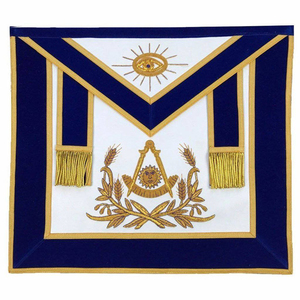 Tablier de maître de la franc-maçonnerie bleu - Velours bleu avec broderie dorée faite à la main, qualité durable, prix abordable - Product Image 3